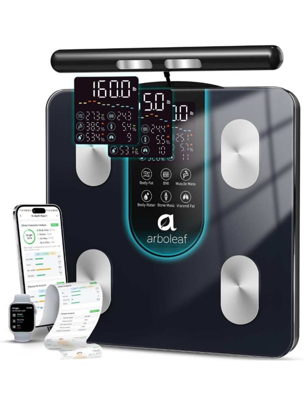 arboleaf Smart Scale for Body Weight, Dual-Frequency 8-Electrode BIA
